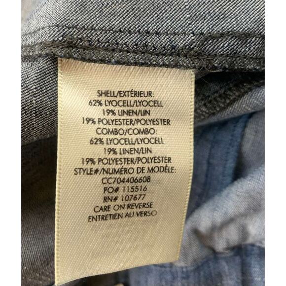 Alice + Olivia Shorts Womens 8 Blue Linen Blend Colorblock Two Tone High Rise - Picture 4 of 7